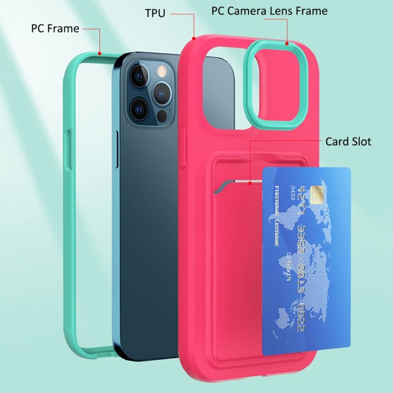 Capa Para iPhone 14 Porta Cartão Bicolor