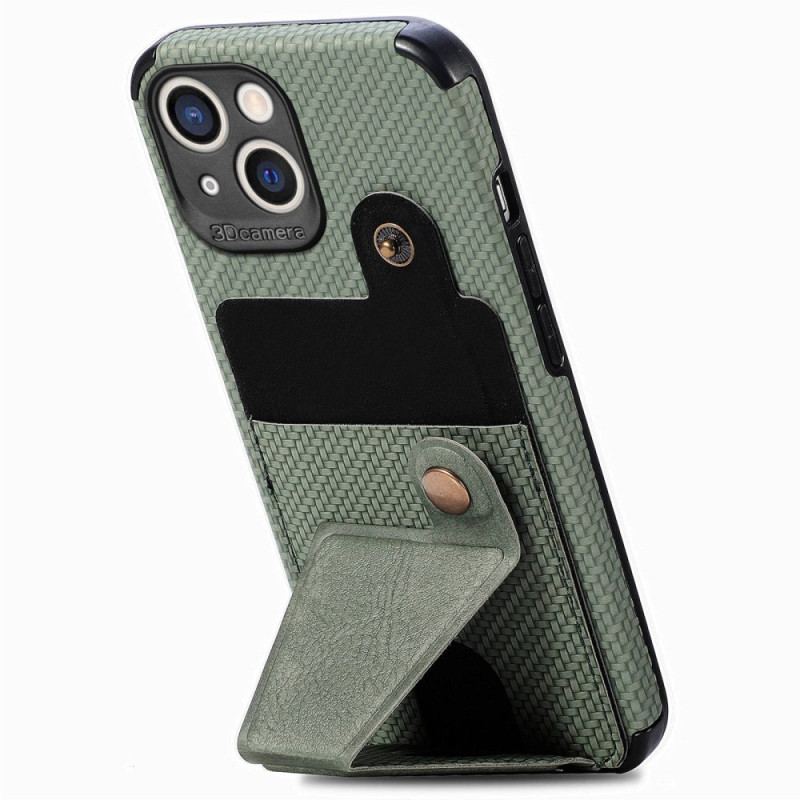 Capa Para iPhone 14 Suporte Para Cartão De Fibra De Carbono