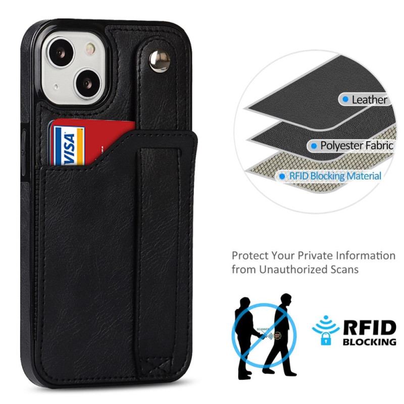 Capa Para iPhone 14 Titular De Cartão Rfid Com Alça