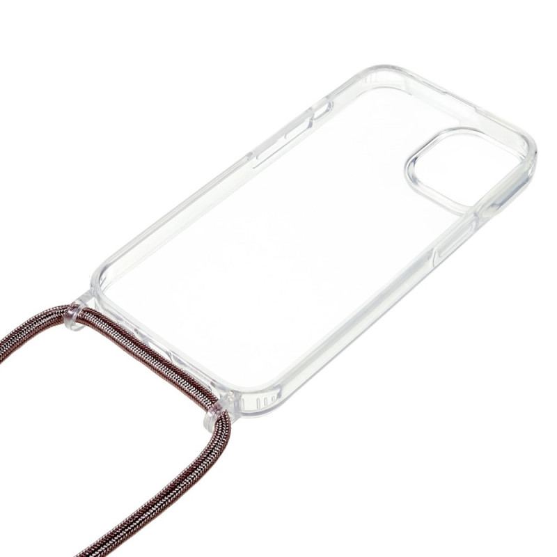 Capa Para iPhone 14 Transparente Com Cordão Colorido