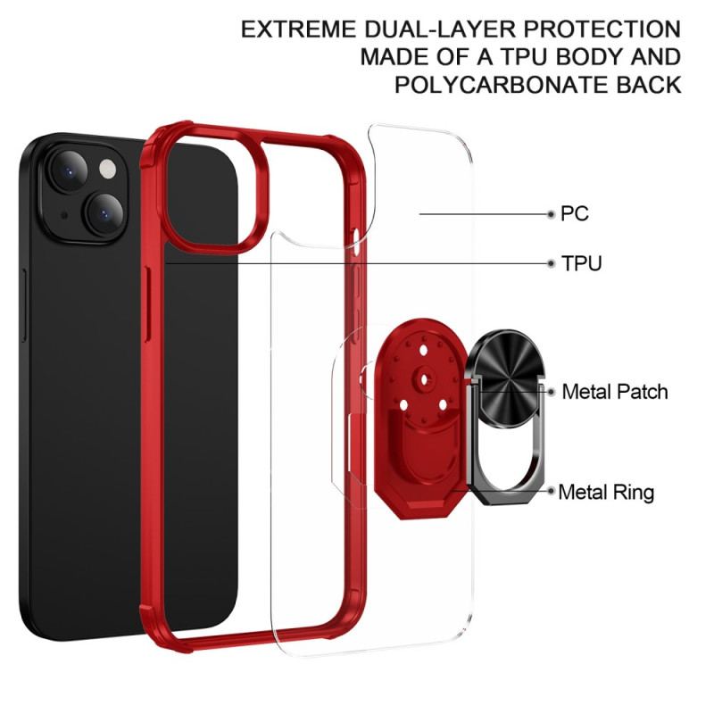 Capa Para iPhone 14 Transparente Com Suporte De Anel