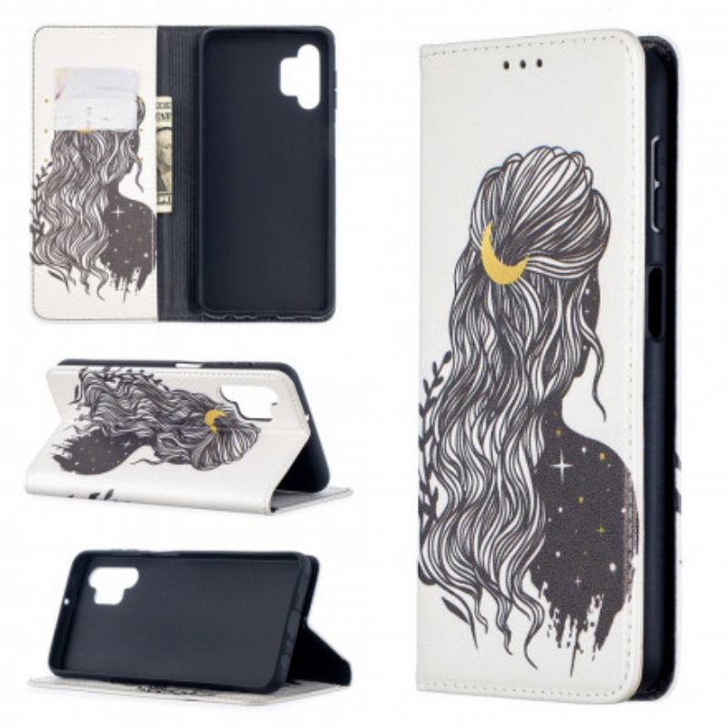 Capa De Celular Para Samsung Galaxy A32 5G Flip Cabelo Bonito