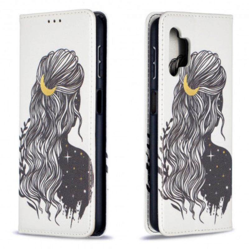 Capa De Celular Para Samsung Galaxy A32 5G Flip Cabelo Bonito