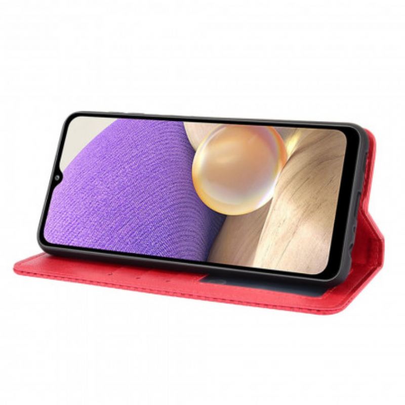 Capa De Celular Para Samsung Galaxy A32 5G Flip Efeito Couro Vintage Estilizado