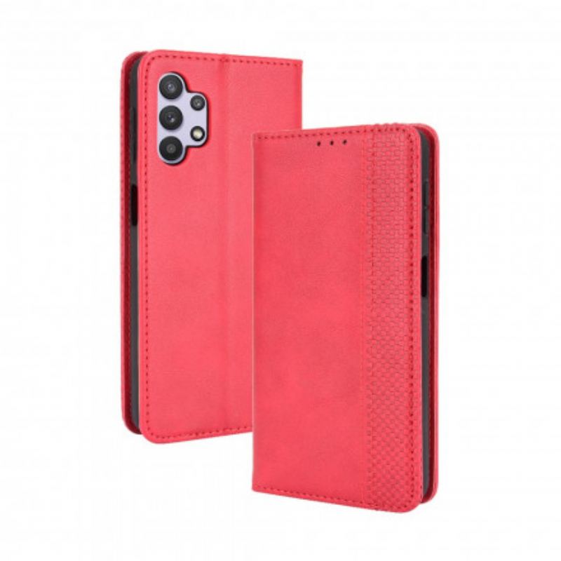 Capa De Celular Para Samsung Galaxy A32 5G Flip Efeito Couro Vintage Estilizado