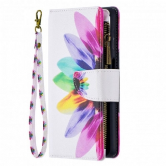 Capa De Couro Para Samsung Galaxy A32 5G Bolso Com Zíper Flor