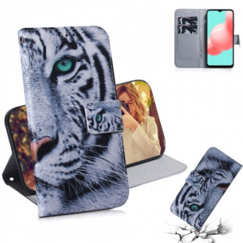 Capa De Couro Para Samsung Galaxy A32 5G Cara De Tigre