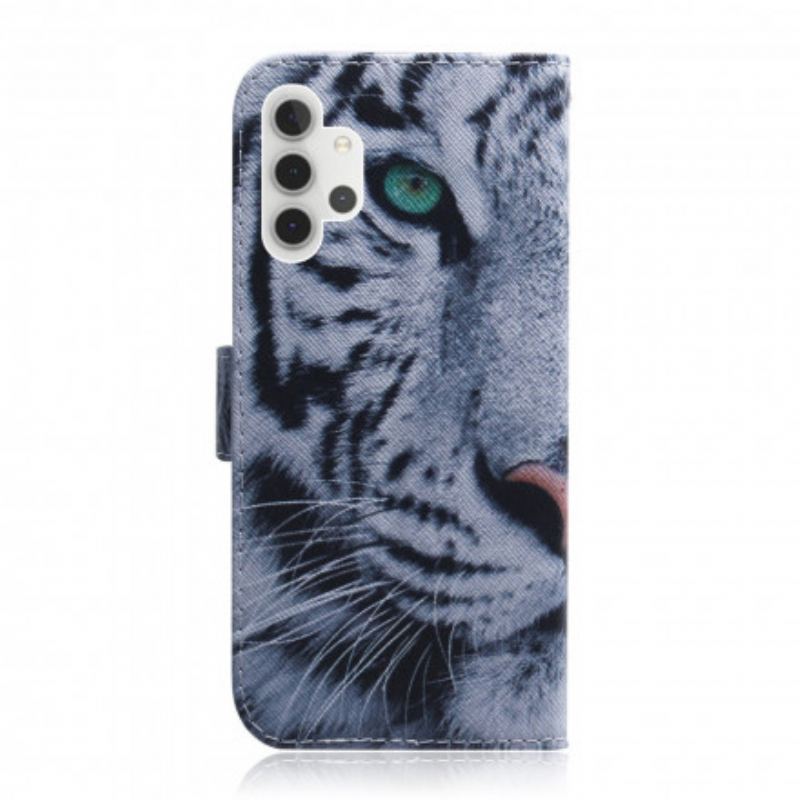 Capa De Couro Para Samsung Galaxy A32 5G Cara De Tigre