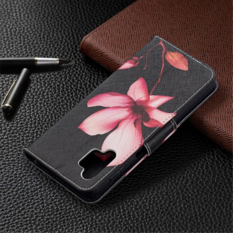 Capa De Couro Para Samsung Galaxy A32 5G Flor Rosa