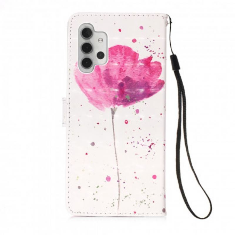 Capa Capa De Couro Para Samsung Galaxy A32 5G Papoula Aquarela