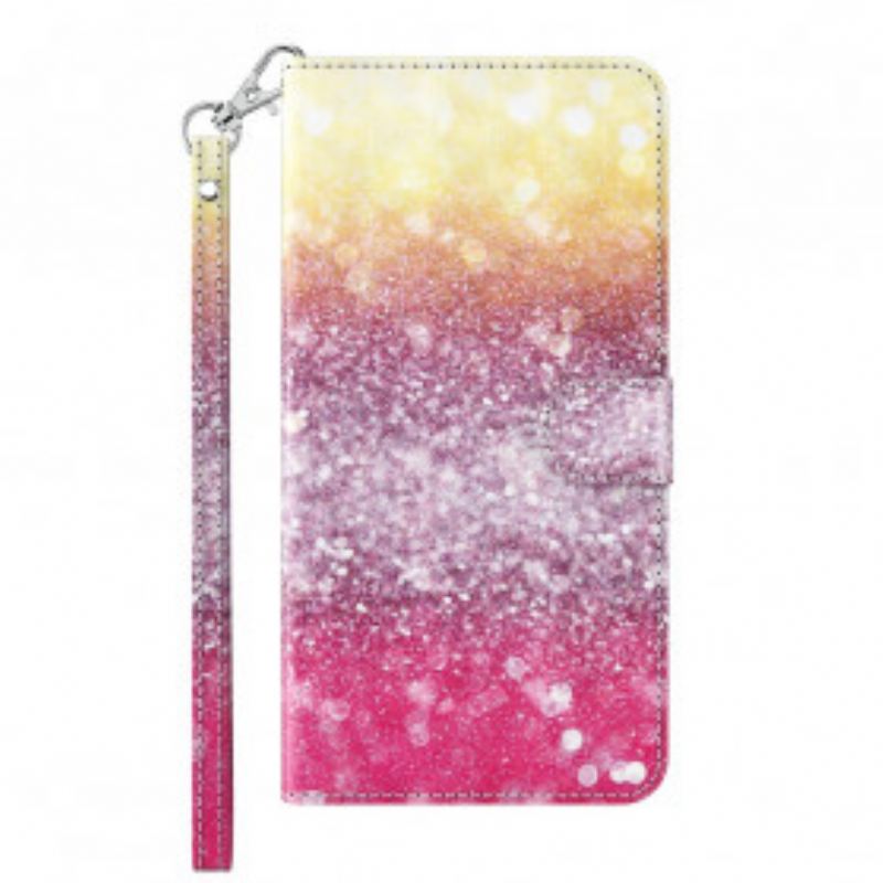 Capa De Couro Para Samsung Galaxy A32 5G Ponto De Luz Glitter Magenta