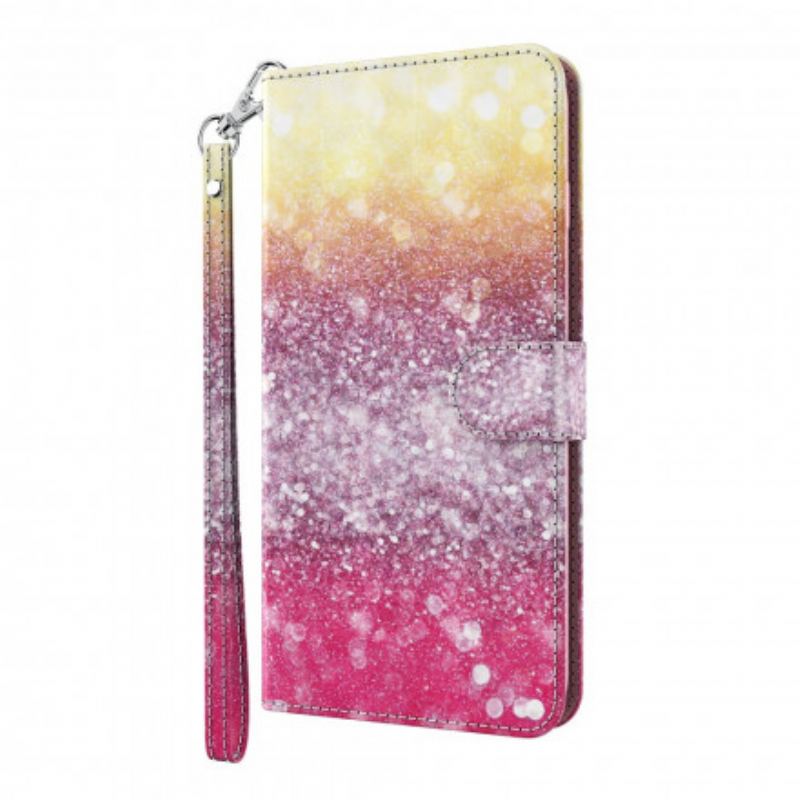 Capa De Couro Para Samsung Galaxy A32 5G Ponto De Luz Glitter Magenta