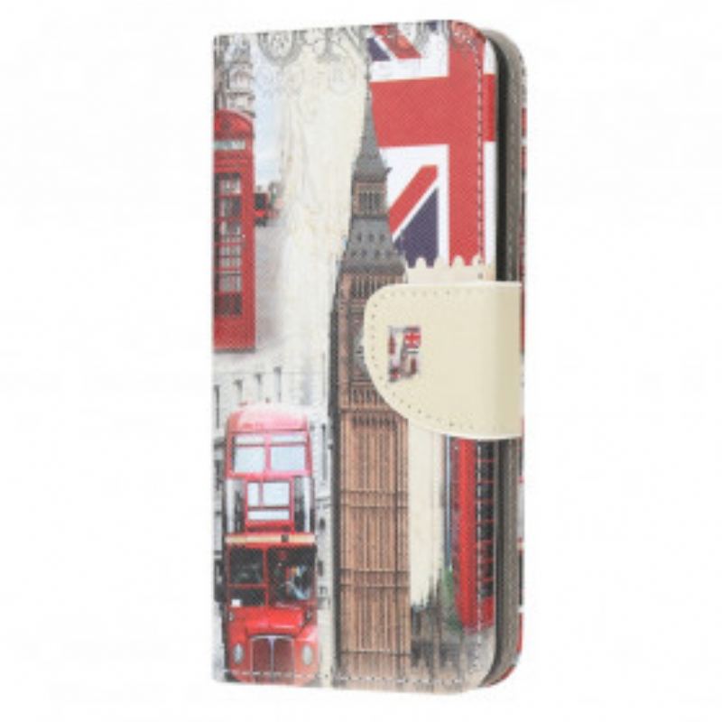 Capa De Couro Para Samsung Galaxy A32 5G Vida Em Londres