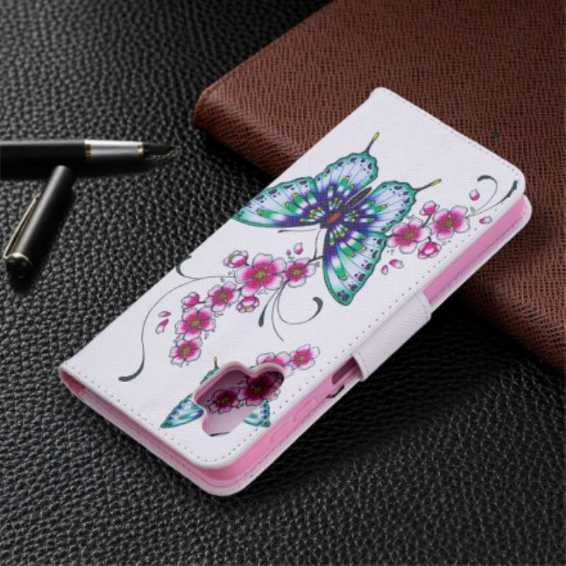 Capa Em Pele Para Samsung Galaxy A32 5G Aquarela Borboletas