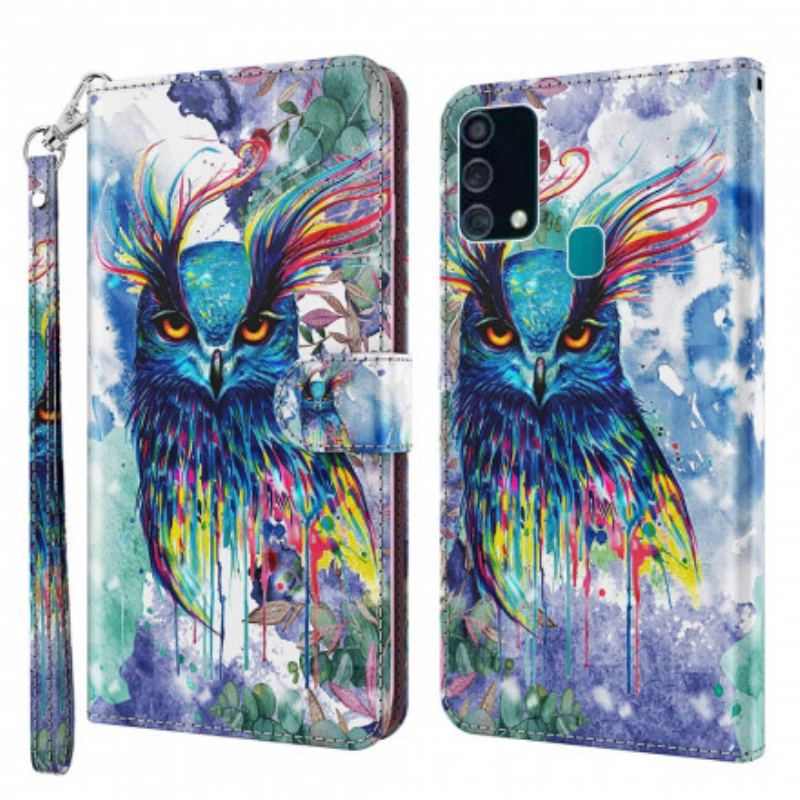 Capa Em Pele Para Samsung Galaxy A32 5G Aquarela De Pássaro Ponto De Luz