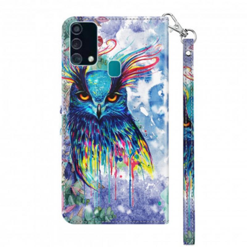 Capa Em Pele Para Samsung Galaxy A32 5G Aquarela De Pássaro Ponto De Luz