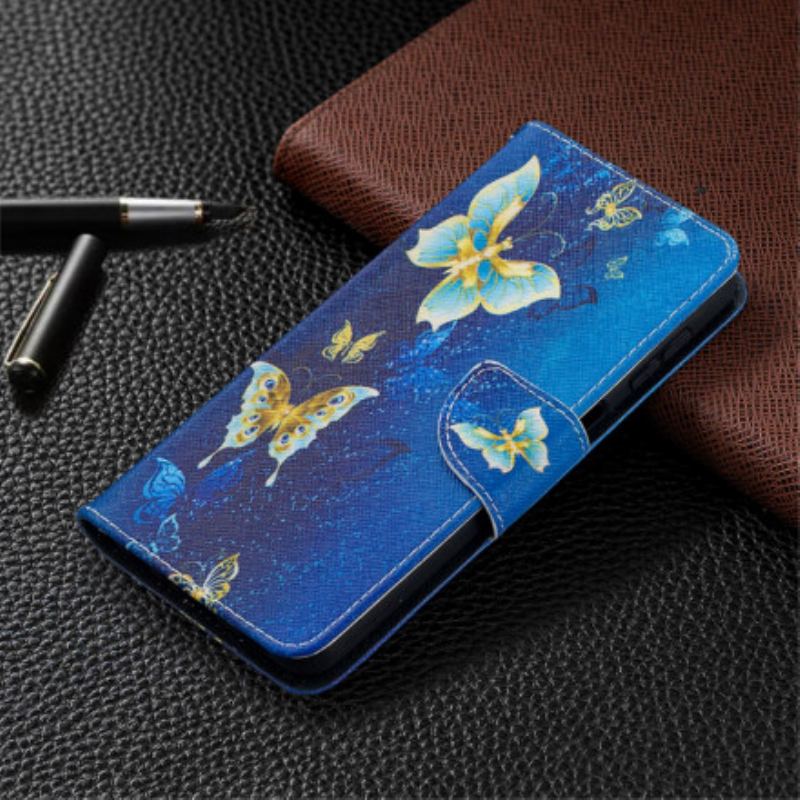 Capa Em Pele Para Samsung Galaxy A32 5G Borboletas Reis