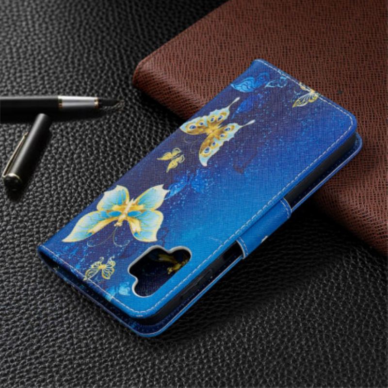 Capa Em Pele Para Samsung Galaxy A32 5G Borboletas Reis