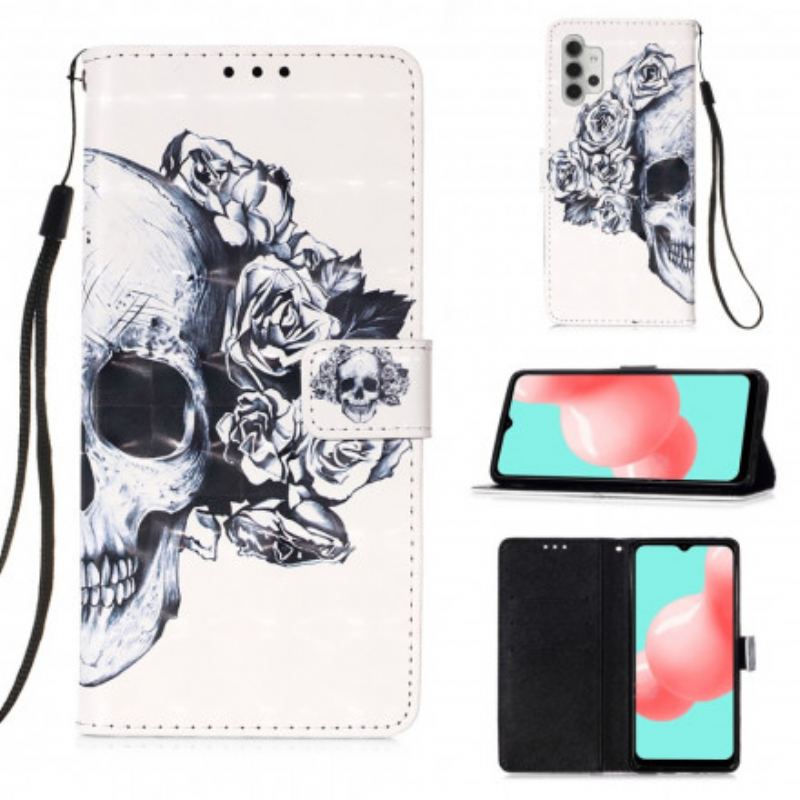 Capa Em Pele Para Samsung Galaxy A32 5G Caveira Florida