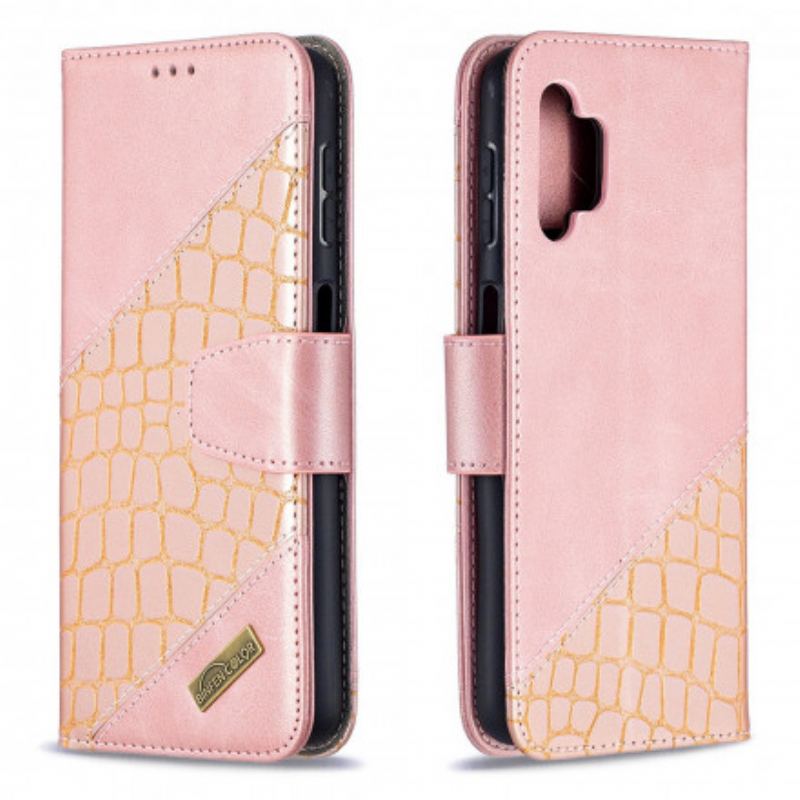 Capa Em Pele Para Samsung Galaxy A32 5G Pele Clássica De Crocodilo