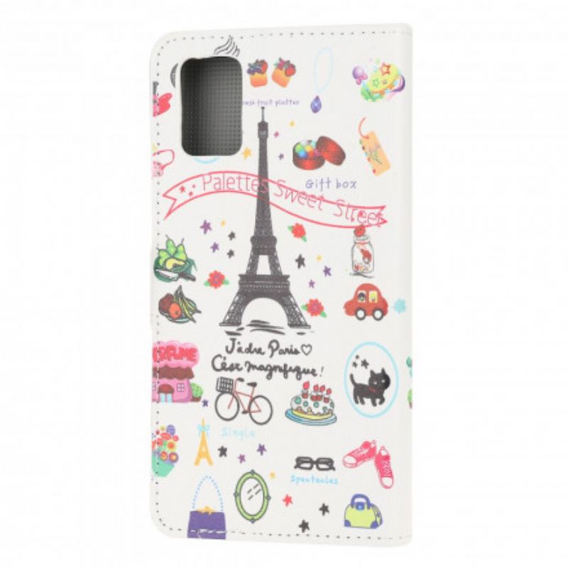 Capa Em Pele Para Samsung Galaxy A32 5G Eu Amo Paris