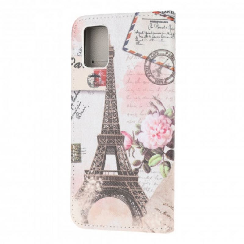 Capa Em Pele Para Samsung Galaxy A32 5G Torre Eiffel Retrô