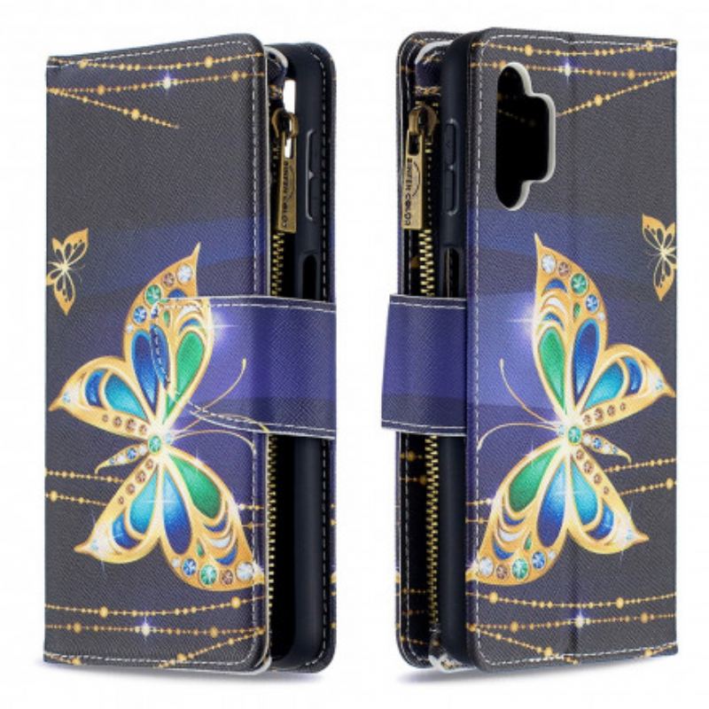 Capa Flip Para Samsung Galaxy A32 5G Bolsa De Arte Com Zíper De Borboletas