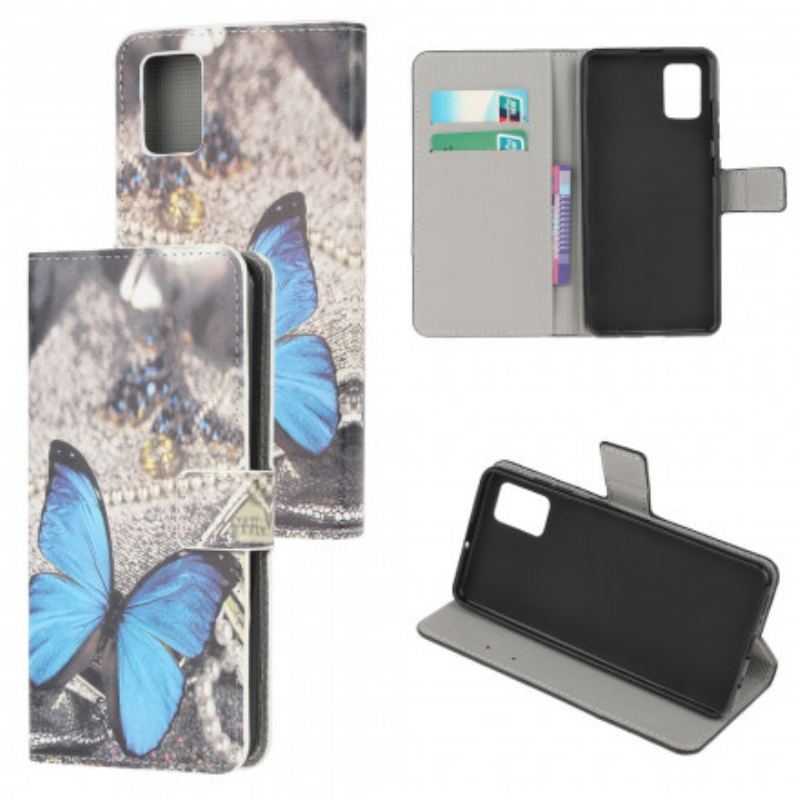 Capa Flip Para Samsung Galaxy A32 5G Borboleta Prestige Azul