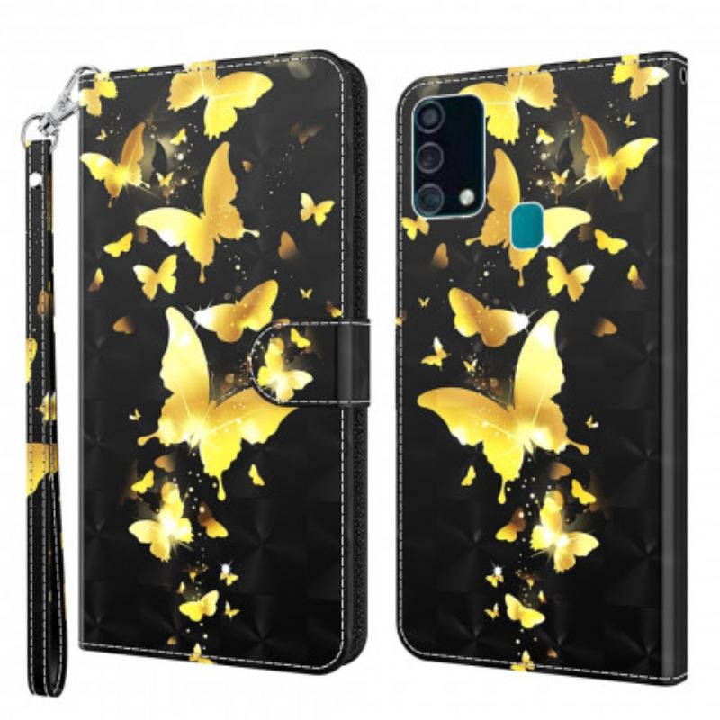 Capa Flip Para Samsung Galaxy A32 5G Borboletas Amarelas