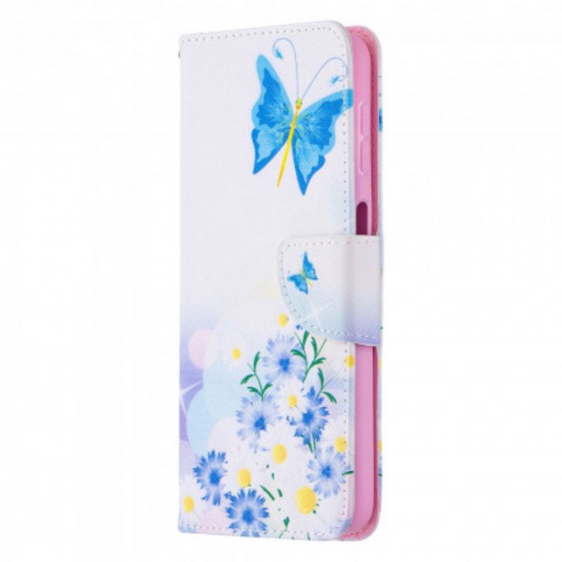 Capa Flip Para Samsung Galaxy A32 5G Borboletas E Flores Pintadas