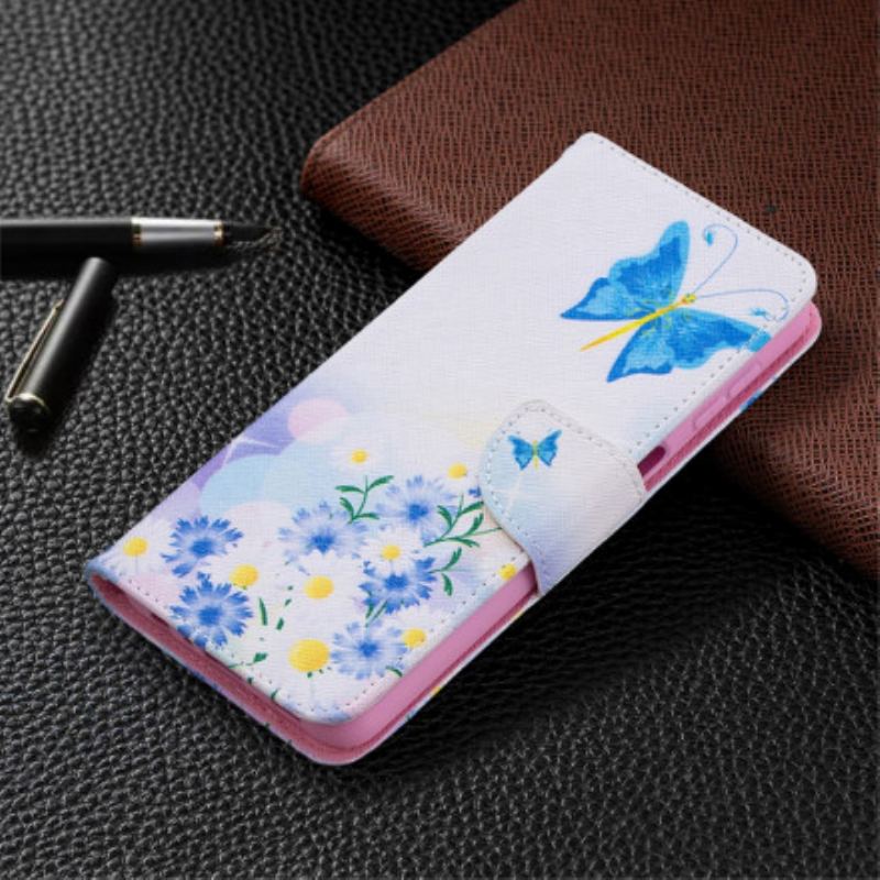 Capa Flip Para Samsung Galaxy A32 5G Borboletas E Flores Pintadas