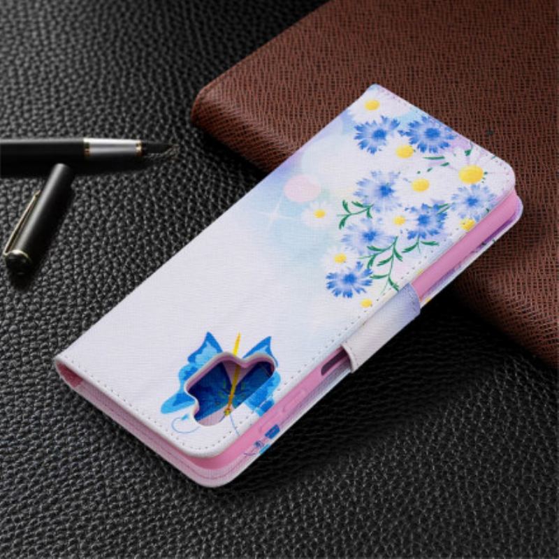 Capa Flip Para Samsung Galaxy A32 5G Borboletas E Flores Pintadas