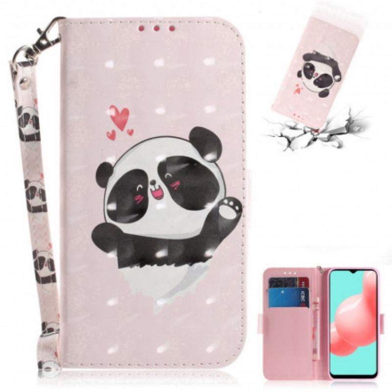 Capa Flip Para Samsung Galaxy A32 5G De Cordão Panda Love Com Cordão