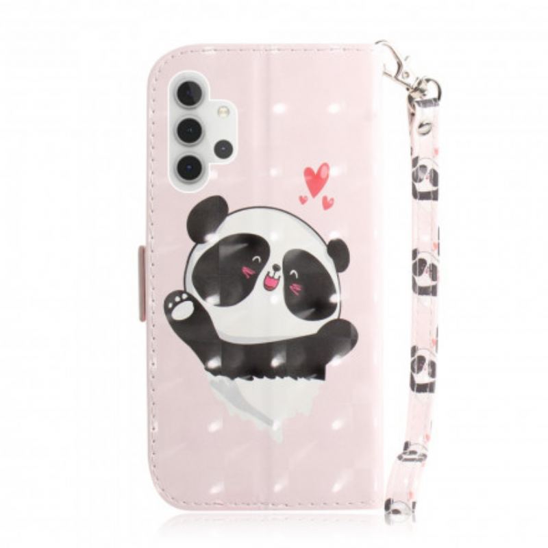 Capa Flip Para Samsung Galaxy A32 5G De Cordão Panda Love Com Cordão