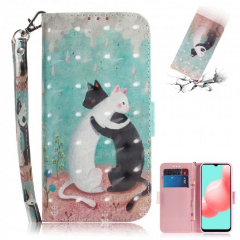 Capa Flip Para Samsung Galaxy A32 5G De Cordão Strappy Cat Friends