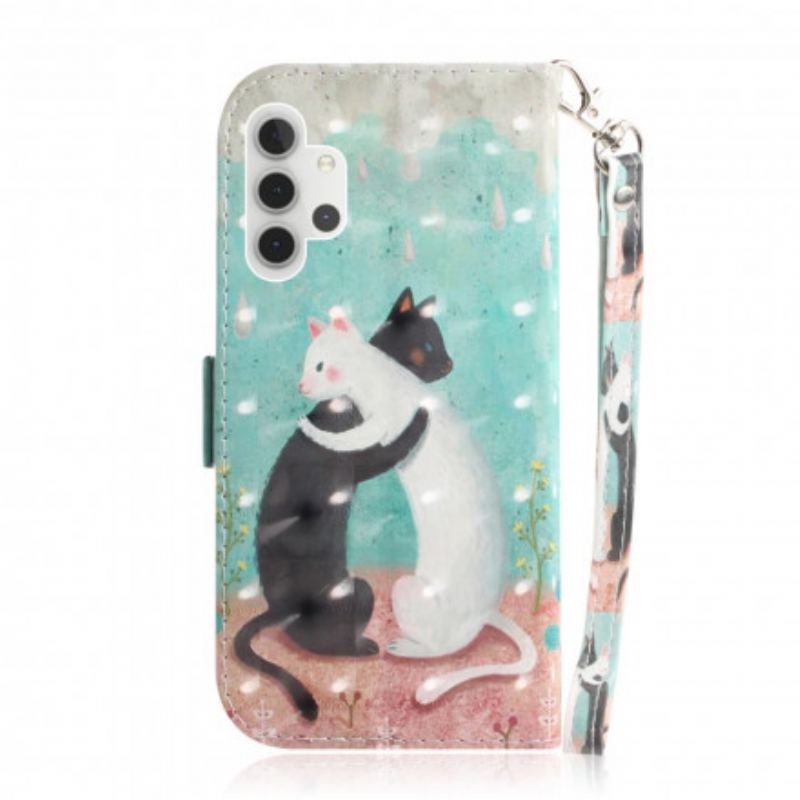 Capa Flip Para Samsung Galaxy A32 5G De Cordão Strappy Cat Friends