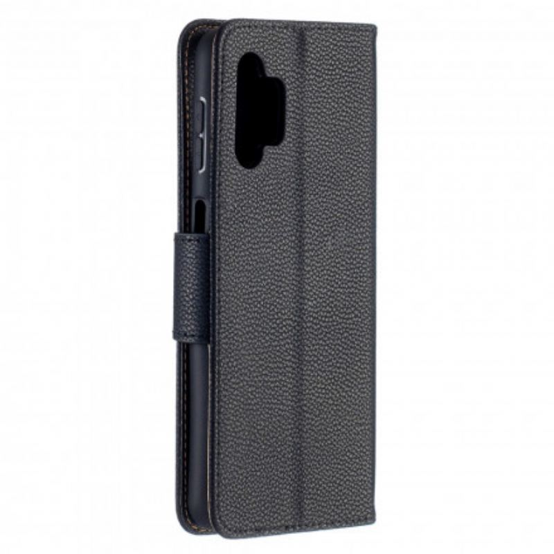 Capa Flip Para Samsung Galaxy A32 5G De Couro Lichia Rabat Oblíqua