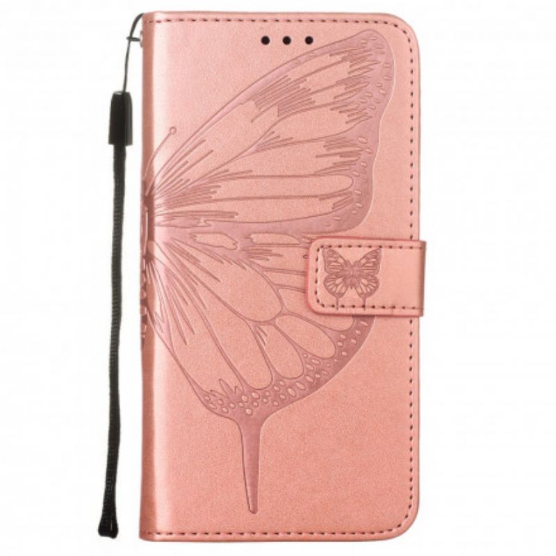 Capa Flip Para Samsung Galaxy A32 5G Design De Borboleta Com Cordão