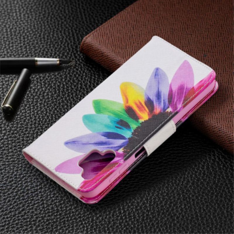 Capa Flip Para Samsung Galaxy A32 5G Flor Aquarela