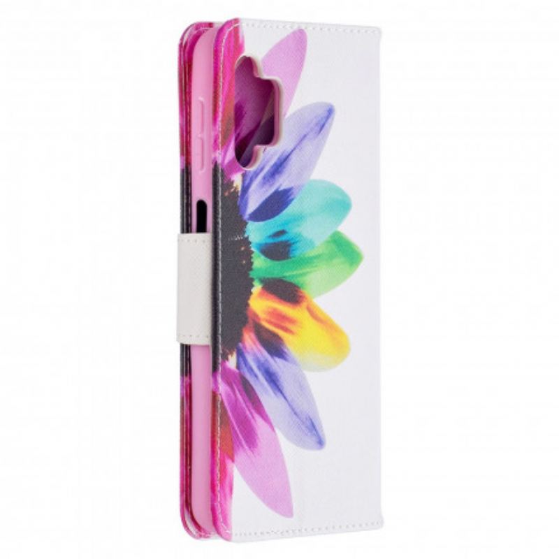 Capa Flip Para Samsung Galaxy A32 5G Flor Aquarela