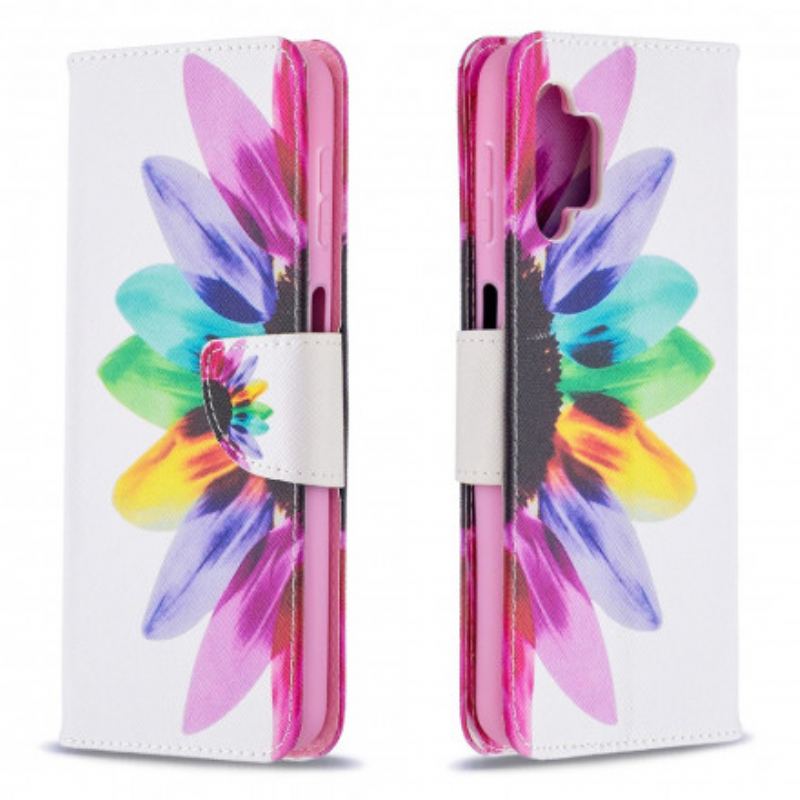 Capa Flip Para Samsung Galaxy A32 5G Flor Aquarela