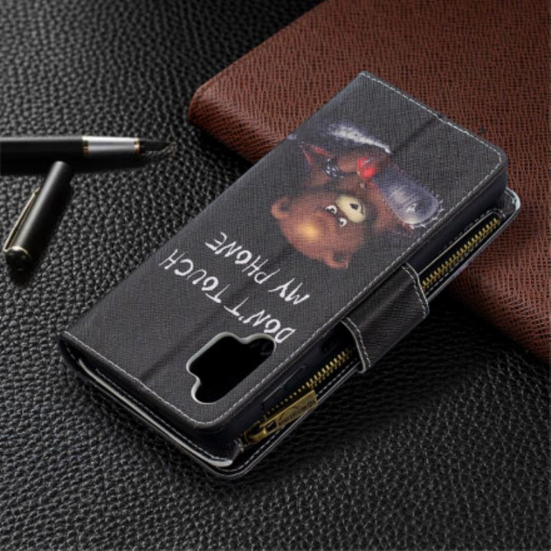 Capa Flip Para Samsung Galaxy A32 5G Urso De Bolso Com Zíper