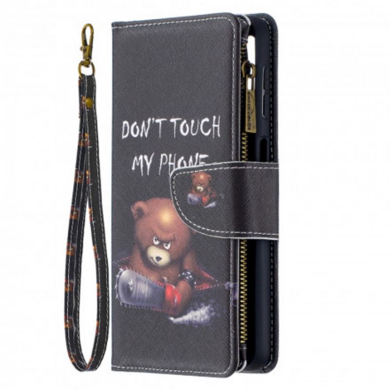 Capa Flip Para Samsung Galaxy A32 5G Urso De Bolso Com Zíper