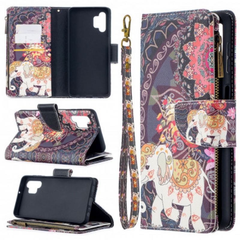 Capa Folio Para Samsung Galaxy A32 5G Bolso Elefante Com Zíper