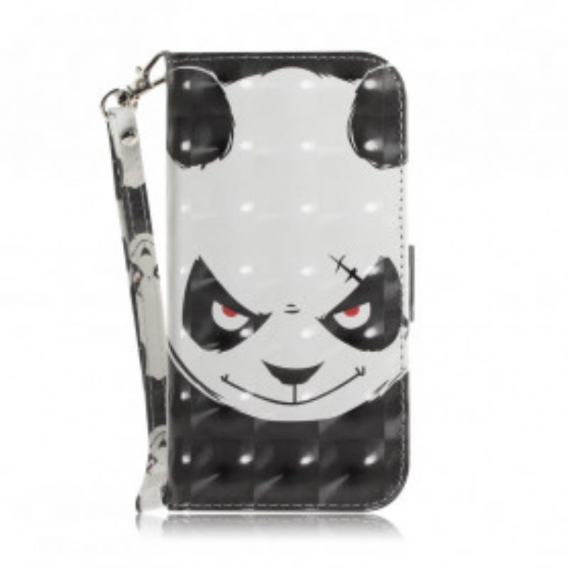 Capa Folio Para Samsung Galaxy A32 5G De Cordão Panda Irritado Com Cordão