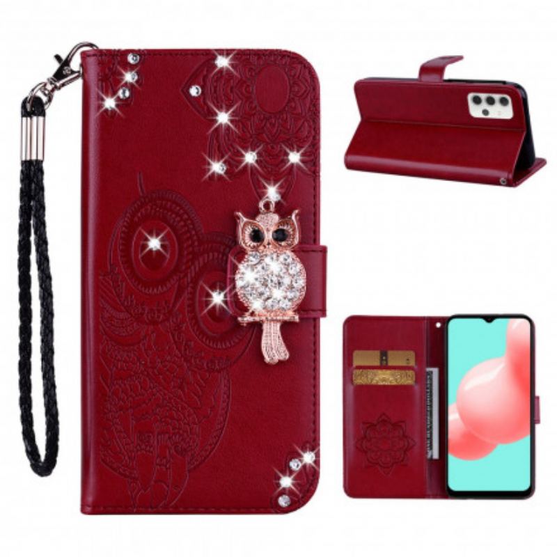 Capa Folio Para Samsung Galaxy A32 5G Coruja Mandala E Charme