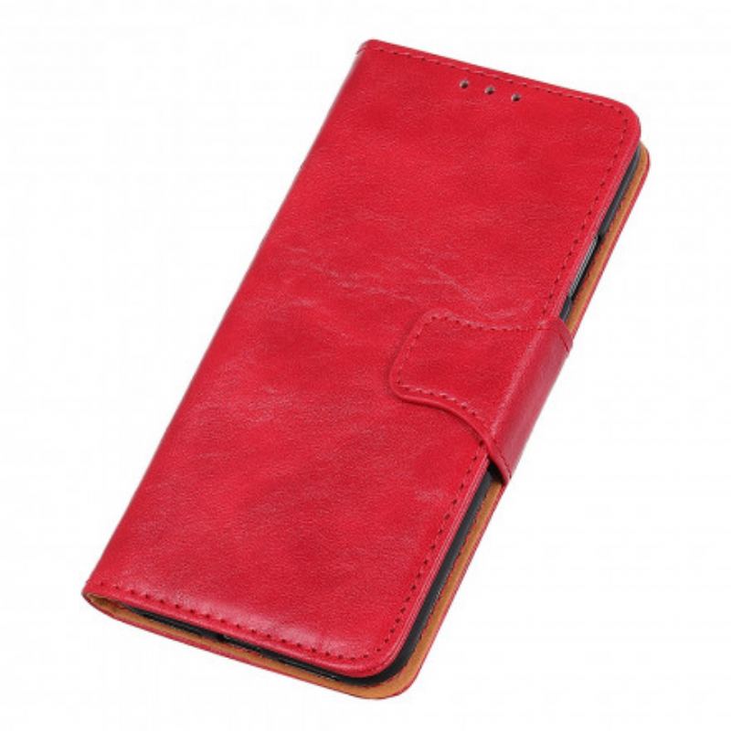 Capa Folio Para Samsung Galaxy A32 5G Fecho Reversível De Couro Rachado