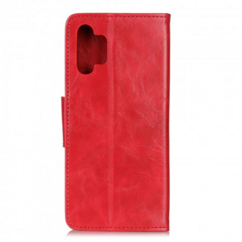 Capa Folio Para Samsung Galaxy A32 5G Fecho Reversível De Couro Rachado