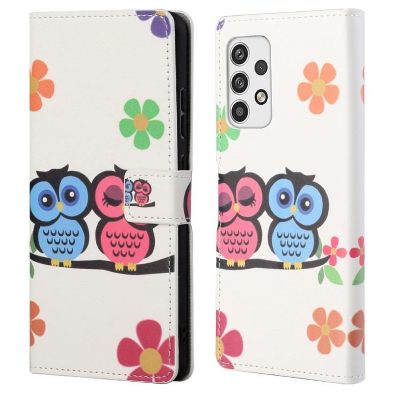 Capa Folio Para Samsung Galaxy A32 5G Par De Corujas