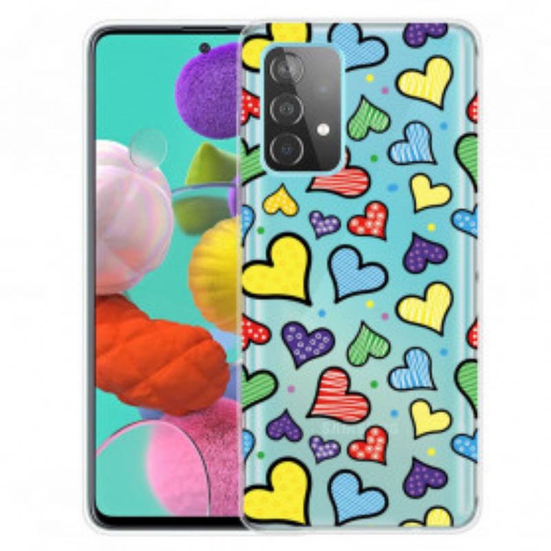 Capa Para Samsung Galaxy A32 5G Corações Multicoloridos